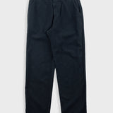Fixed Waistband Cotton Linen Trouser - Soft Black