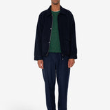 Cropped Winter Coat - Navy Brushed Wool