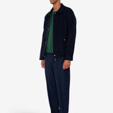 Cropped Winter Coat - Navy Brushed Wool