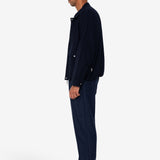 Cropped Winter Coat - Navy Brushed Wool