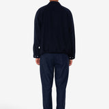 Cropped Winter Coat - Navy Brushed Wool