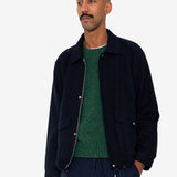 Cropped Winter Coat - Navy Brushed Wool