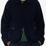 Cropped Winter Coat - Navy Brushed Wool