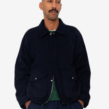 Cropped Winter Coat - Navy Brushed Wool
