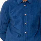 Direction Babycord Shirt - Soft Blue Embroidery
