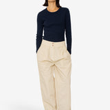 Drawcord Baggy Pants - Light Stone