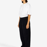 Drawcord Baggy Pants - Soft Black Brushed Stripe