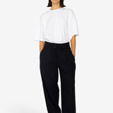 Drawcord Baggy Pants - Soft Black Brushed Stripe