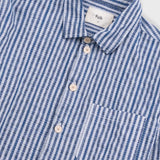 Blue and white checkered shirt with 'folk' label on a white background
