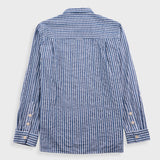 Blue striped shirt on a white background