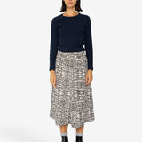 Full Seam Skirt - Black Ecru Maze Print