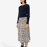 Full Seam Skirt - Black Ecru Maze Print