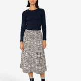 Full Seam Skirt - Black Ecru Maze Print