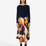 Full Seam Skirt - Impasto Print Satin