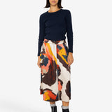Full Seam Skirt - Impasto Print Satin