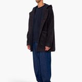 Hooded Car Coat - Navy Brown Texture