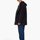 Hooded Car Coat - Navy Brown Texture