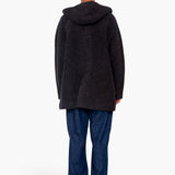 Hooded Car Coat - Navy Brown Texture