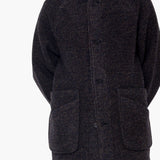 Hooded Car Coat - Navy Brown Texture