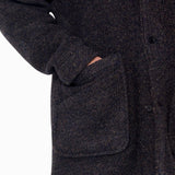 Hooded Car Coat - Navy Brown Texture