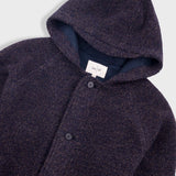 Hooded Car Coat - Navy Brown Texture