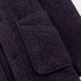 Hooded Car Coat - Navy Brown Texture