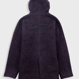 Hooded Car Coat - Navy Brown Texture