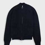 Knitted Zip Thru Bomber - Black