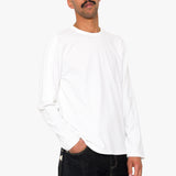 Long Sleeve Curve Panel T-Shirt - White Waffle