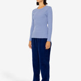 Long Sleeve Fitted T-Shirt - Bleached Denim Melange