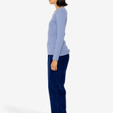 Long Sleeve Fitted T-Shirt - Bleached Denim Melange
