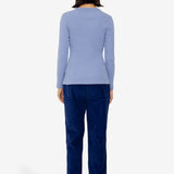 Long Sleeve Fitted T-Shirt - Bleached Denim Melange