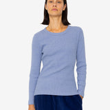 Long Sleeve Fitted T-Shirt - Bleached Denim Melange