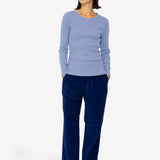 Long Sleeve Fitted T-Shirt - Bleached Denim Melange