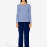 Long Sleeve Fitted T-Shirt - Bleached Denim Melange