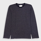 Long Sleeve Textured Striped T-Shirt - Black Ecru