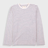 Long Sleeve Textured Striped T-Shirt - Ecru Navy
