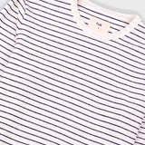 Long Sleeve Textured Striped T-Shirt - Ecru Navy