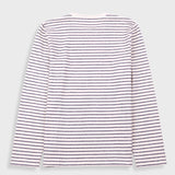 Long Sleeve Textured Striped T-Shirt - Ecru Navy