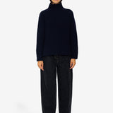 Open Funnel Neck Jumper - Navy