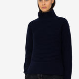 Open Funnel Neck Jumper - Navy