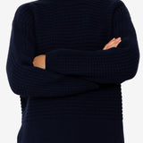 Open Funnel Neck Jumper - Navy