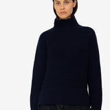 Open Funnel Neck Jumper - Navy