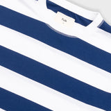 Oversized Striped T-Shirt - Off White / Indigo Blue