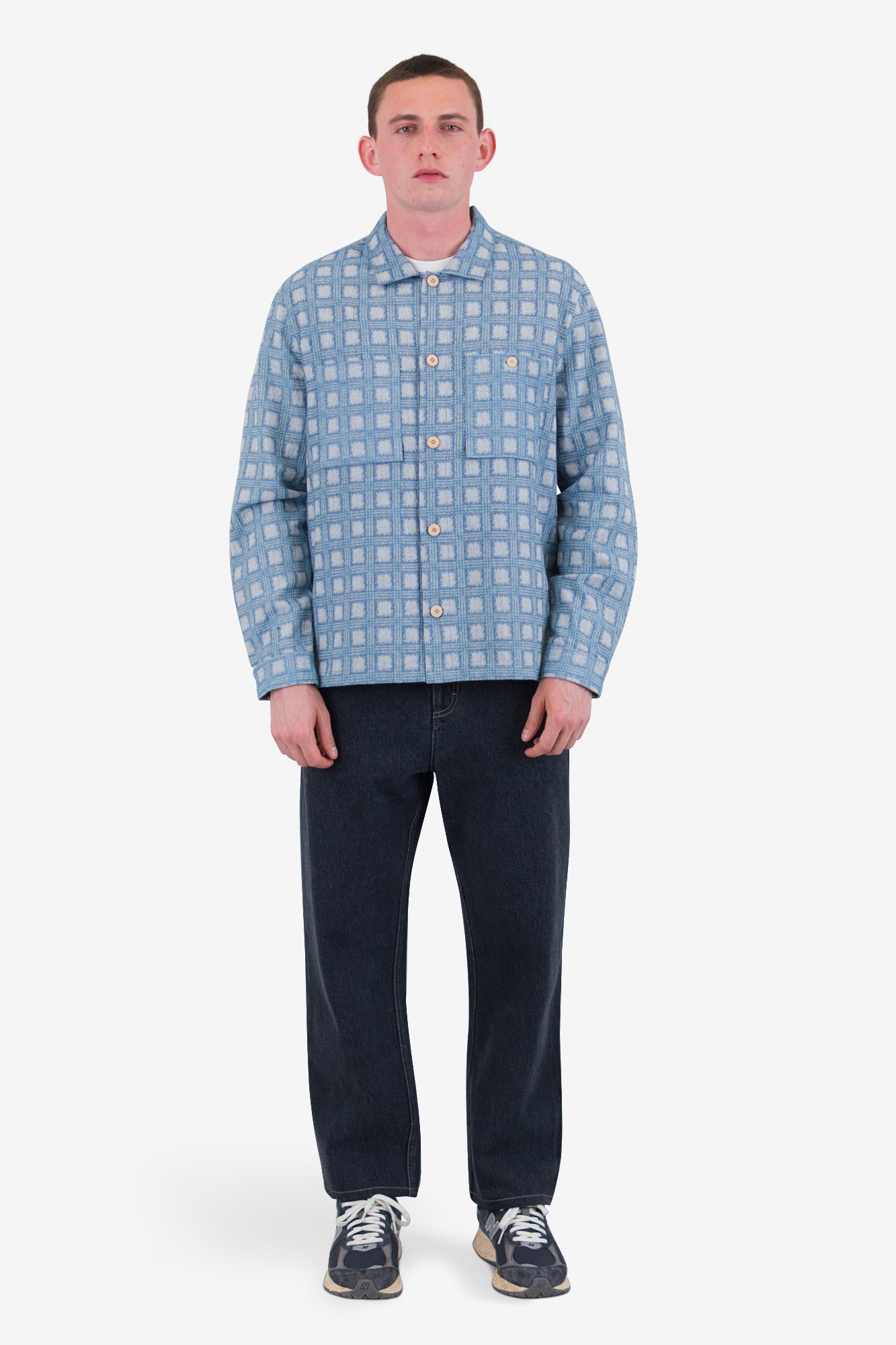 Folk Patch Overshirt - Blue Tile Tapestry