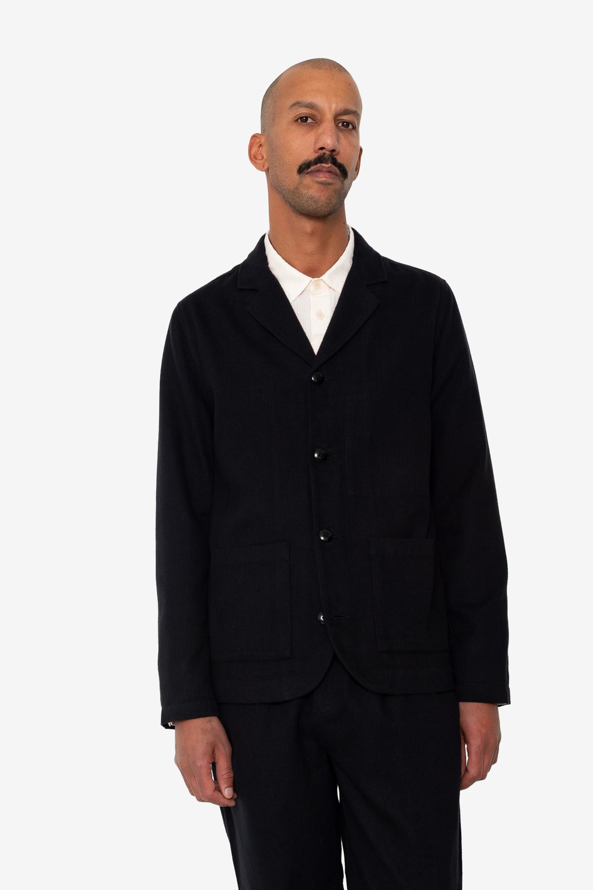 Folk Folk Patch Jacket - Soft Black Brushed Stripe