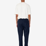 Pintuck Trouser - Navy Wool Stripe