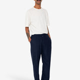 Pintuck Trouser - Navy Wool Stripe
