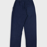 Pintuck Trouser - Navy Wool Stripe