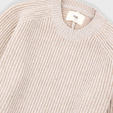 Plated Rib Crew - Stone / Ecru